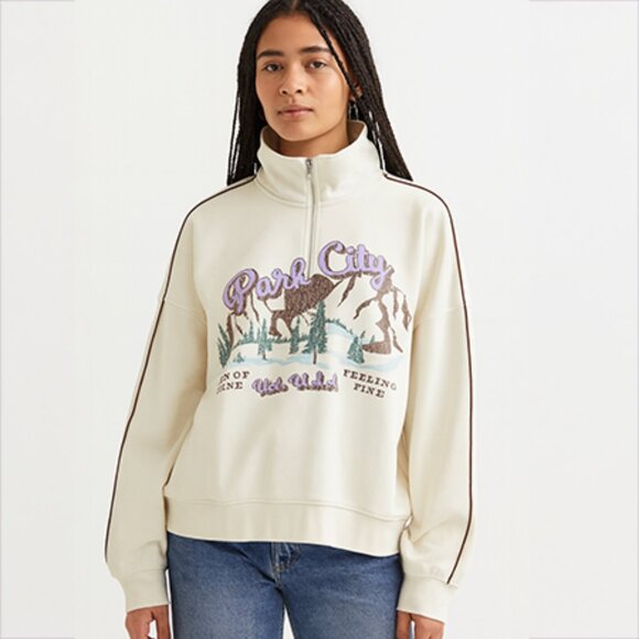 NWOT – H&M Oversized Half-Zip Sweatshirt “Park City” - Picture 1 of 5